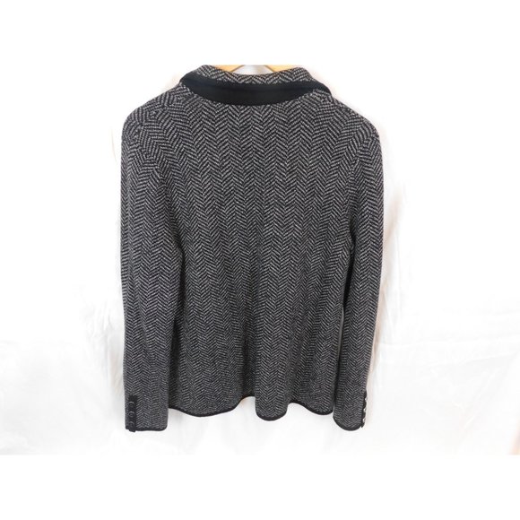 Talbots Merino Sweater Blazer- Herringbone Black & Grey Unlined Medium NWT - Picture 3 of 10